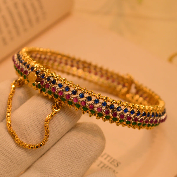 Luminous Design Crystal Stones Gold Plated Bangle for Girls/Women