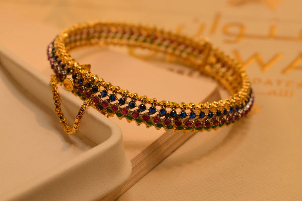 Luminous Design Crystal Stones Gold Plated Bangle for Girls/Women