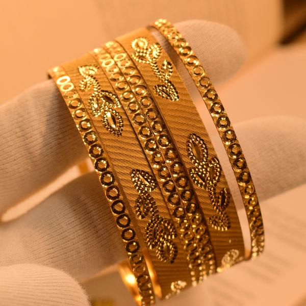 Stylish Unique Design Gold Plated 6pc Bangle Set for Girls/Women