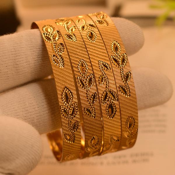 Glamorous Unique Design Gold Plated 4pc Bangle Set for Girls/Women