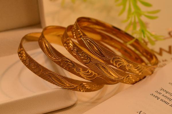 Fancy Unique Design Gold Plated 4pc Bangle Set for Girls/Women