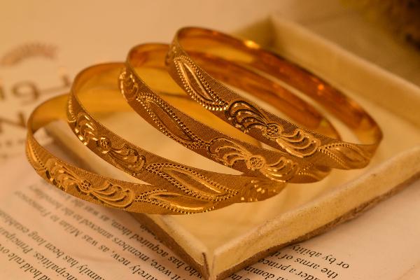 Fancy Unique Design Gold Plated 4pc Bangle Set for Girls/Women