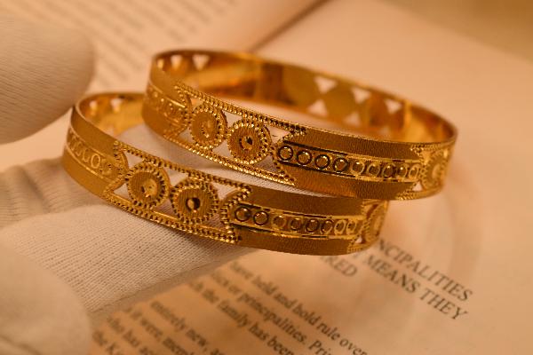 Beautiful Unique Design Gold Plated 2pc Bangle Set for Girls/Women