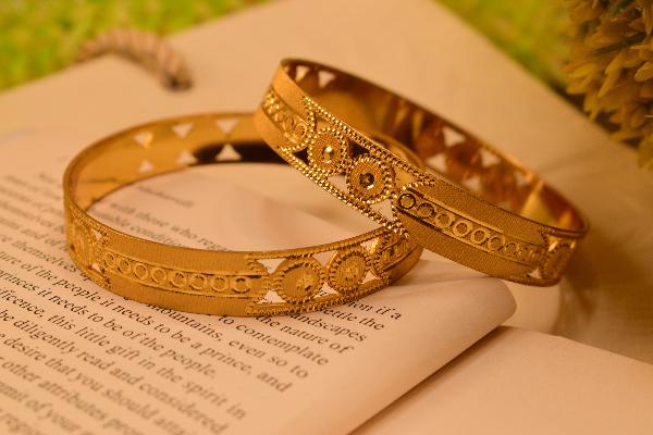 Beautiful Unique Design Gold Plated 2pc Bangle Set for Girls/Women