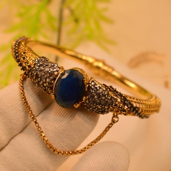 Stylish Design Gold Plated Real Stones Bangle for Girls/Women