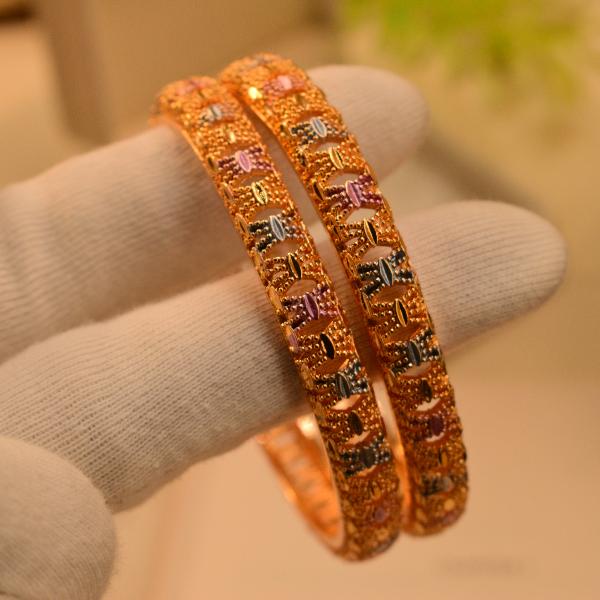 Stylish Elegant Design Gold Plated 2pc Bangle Set for Girls/Women