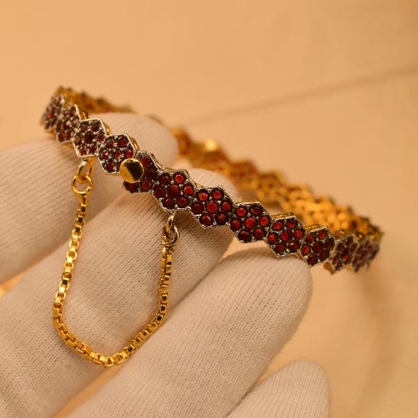 Elegant Unique Design Gold Plated Real Stones Bangle for Girls/Women