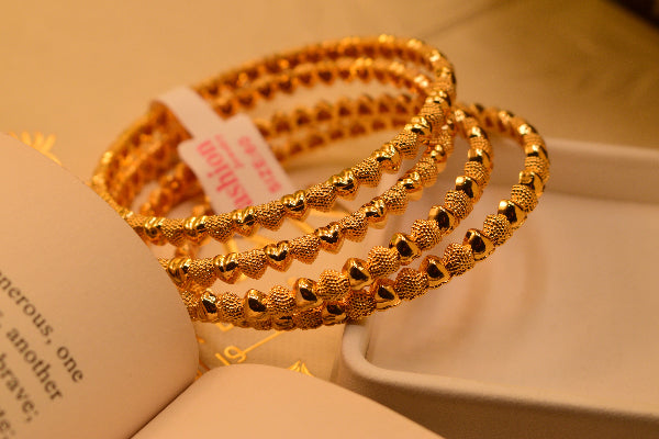 Luxury Design Gold Plated 4pc Bangles Set for Girls/Women