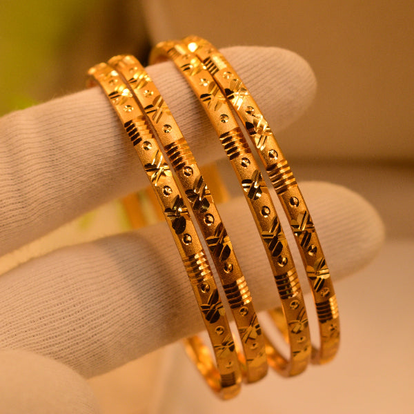 Stylish Design Gold Plated 4pc Bangles Set for Girls/Women