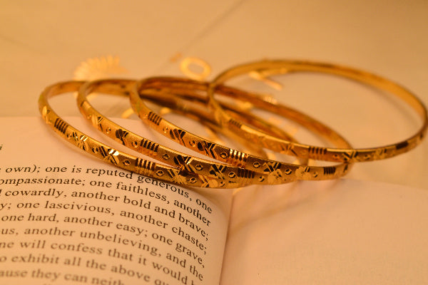 Stylish Design Gold Plated 4pc Bangles Set for Girls/Women