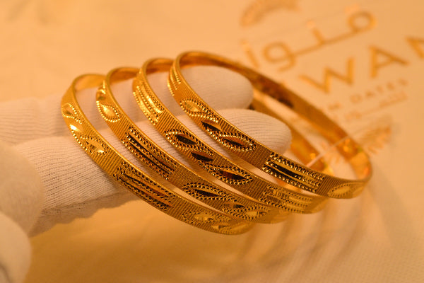 Glamorous Design Gold Plated 4pc Bangles Set for Girls/Women