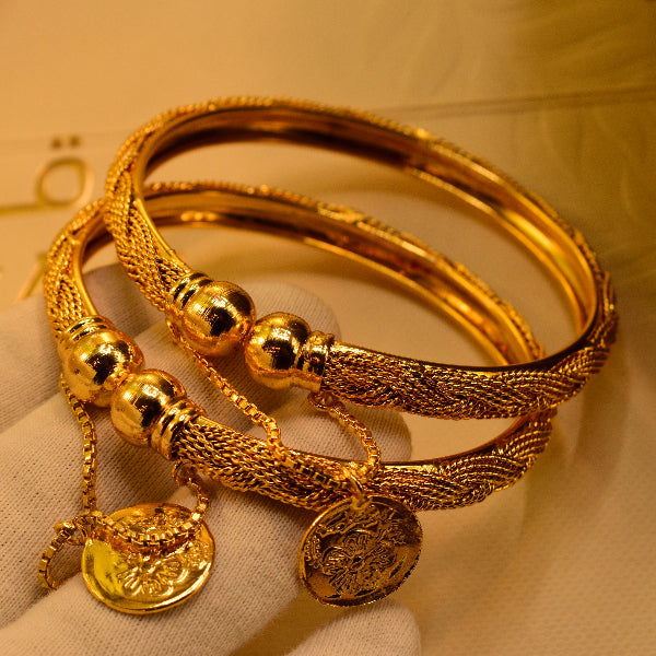 Glamorous Design Gold Plated 2pc Bangle Set for Girls/Women