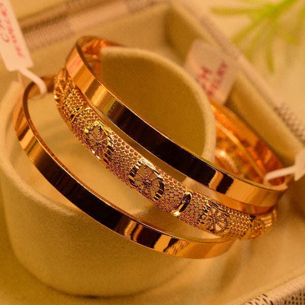 Luminous Design 24k Gold Plated 3pc Bangle Set for Girls/Women