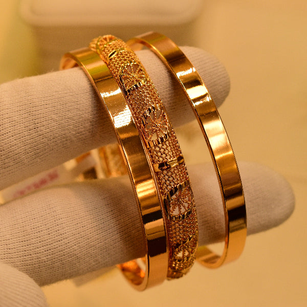 Luminous Design 24k Gold Plated 3pc Bangle Set for Girls/Women