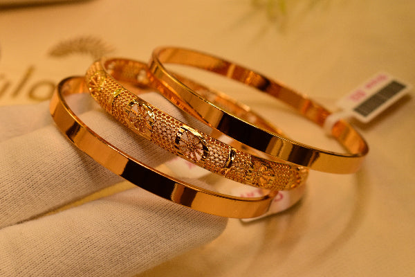 Luminous Design 24k Gold Plated 3pc Bangle Set for Girls/Women