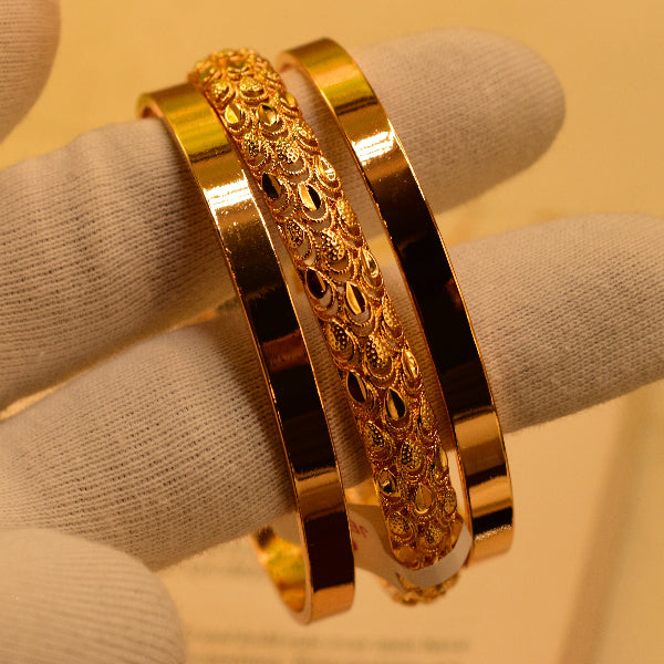 Gorgeous Design Gold Plated 3pc Bangle Set for Girls/Women