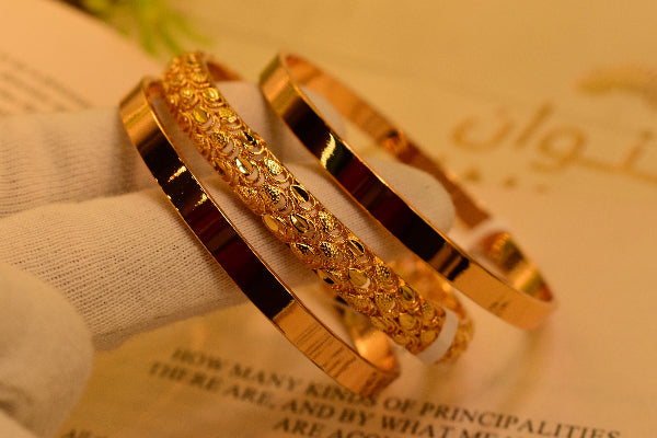 Gorgeous Design Gold Plated 3pc Bangle Set for Girls/Women