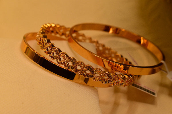 Glamorous Design Gold Plated 3pc Bangle Set for Girls/Women