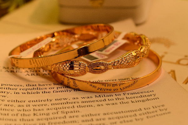 Unique Design Gold Plated 3pc Bangle Set for Girls/Women