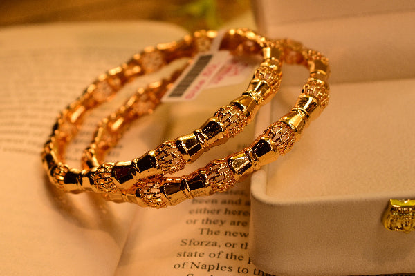 Luminous Unique Design Gold Plated 2pc Bangle Set for Girls/Women