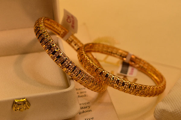 Luxury Design Gold Plated 2pc Bangle Set for Girls/Women