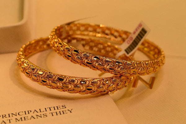 Gorgeous Design Gold Plated 2pc Bangle Set for Girls/Women