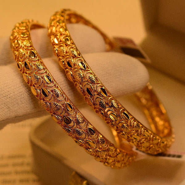 Gorgeous Design Gold Plated 2pc Bangle Set for Girls/Women