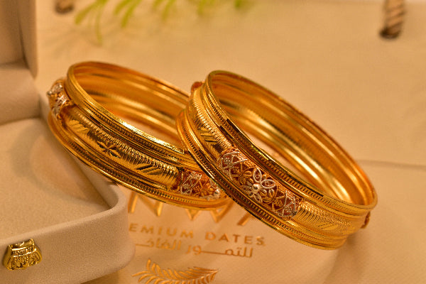 Gorgeous Unique Design Gold Plated 2pc Bangle Set for Girls/Women