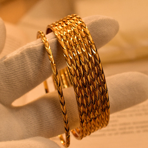 Fancy Unique Design Gold Plated 8pc Bangle Set for Girls/Women