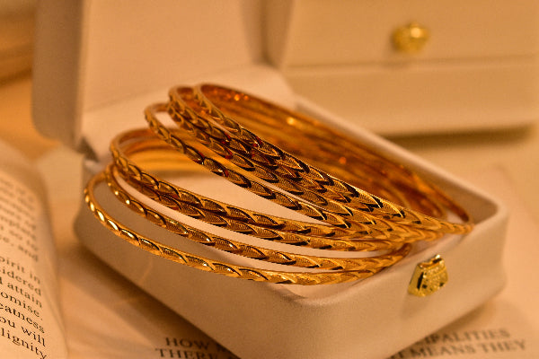 Fancy Unique Design Gold Plated 8pc Bangle Set for Girls/Women