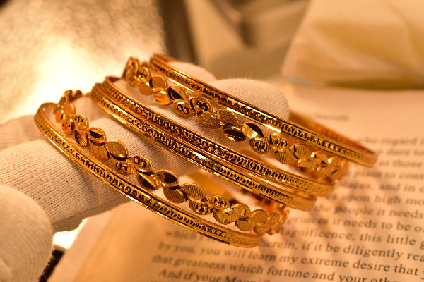 Dazzling Unique Design Gold Plated 6pc Bangle Set for Girls/Women