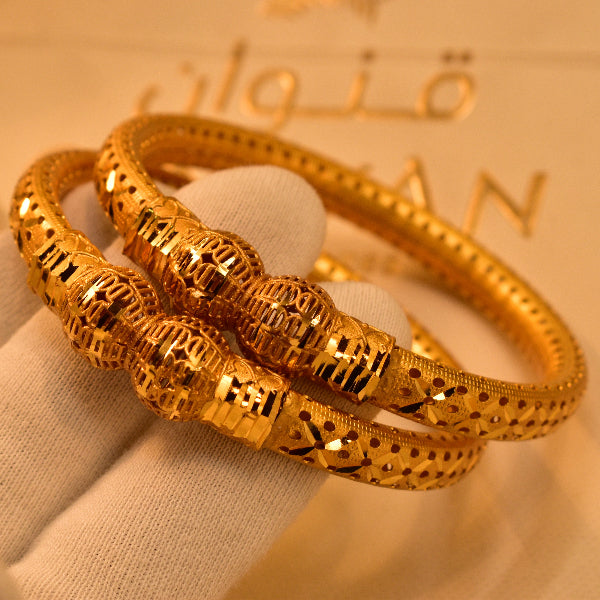 Beautiful Unique Design Gold Plated 2pc Bangle Set for Girls/Women