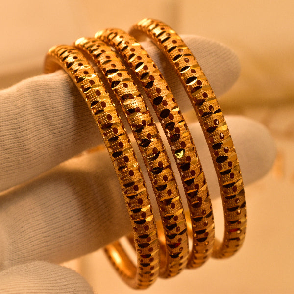 Luxury Unique Design Gold Plated 4pc Bangle Set for Girls/Women