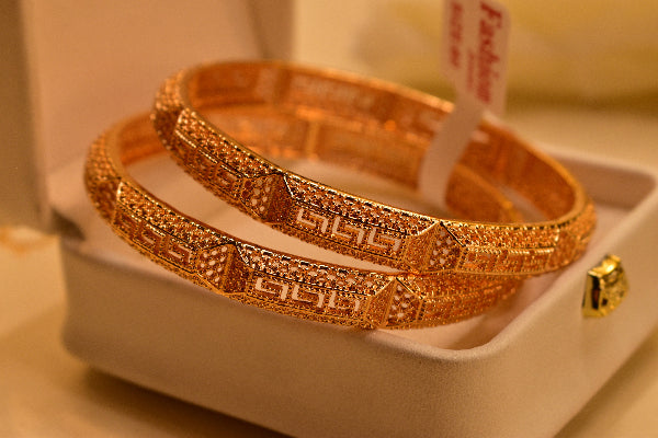 Luminous Unique Design Gold Plated 2pc Bangle Set for Girls/Women