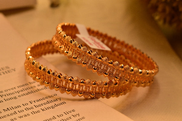 Elegant Unique Design Gold Plated 2pc Bangle Set for Girls/Women
