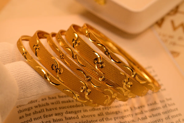 Luxury Unique Design Gold Plated 6pc Bangle Set for Girls/Women