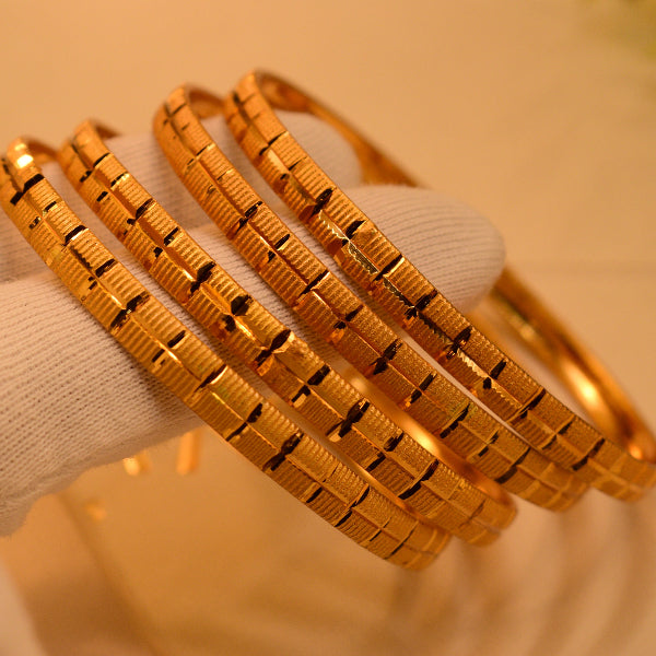 Luminous Unique Design Gold Plated 4pc Bangle Set for Girls/Women