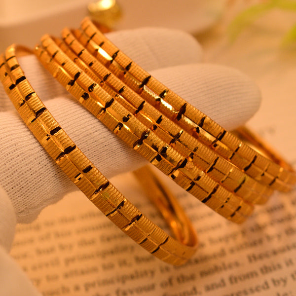 Luminous Unique Design Gold Plated 4pc Bangle Set for Girls/Women