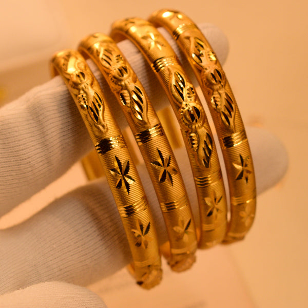 Charming Unique Design Gold Plated 4pc Bangle Set for Girls/Women