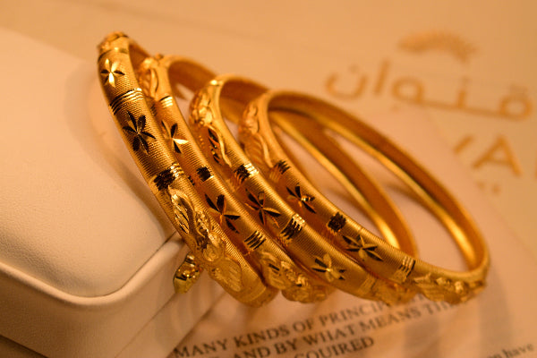 Charming Unique Design Gold Plated 4pc Bangle Set for Girls/Women