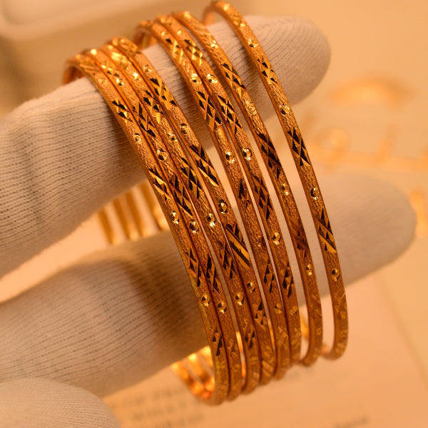 Beautiful Unique Design Gold Plated 8pc Bangle Set for Girls/Women
