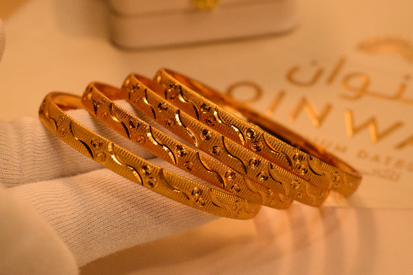 Fancy Unique Design Gold Plated 4pc Bangle Set for Girls/Women