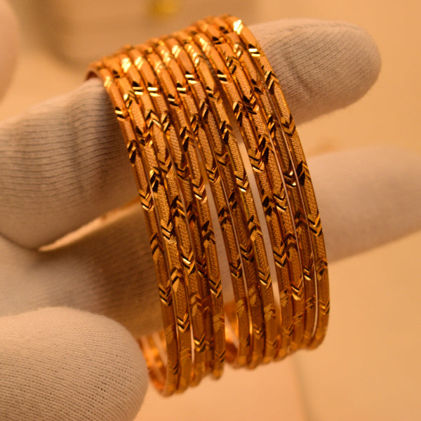 Luxury Unique Design Gold Plated 12pc Bangle Set for Girls/Women