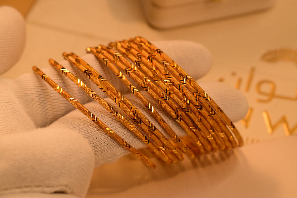 Luxury Unique Design Gold Plated 12pc Bangle Set for Girls/Women