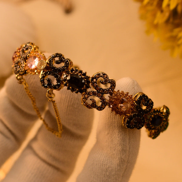 Luminous Unique Design Gold Plated Real Stones Bangle for Girls/Women