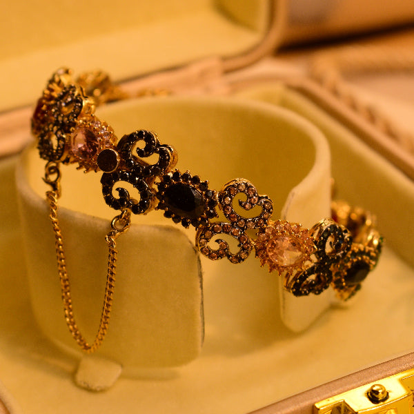 Luminous Unique Design Gold Plated Real Stones Bangle for Girls/Women