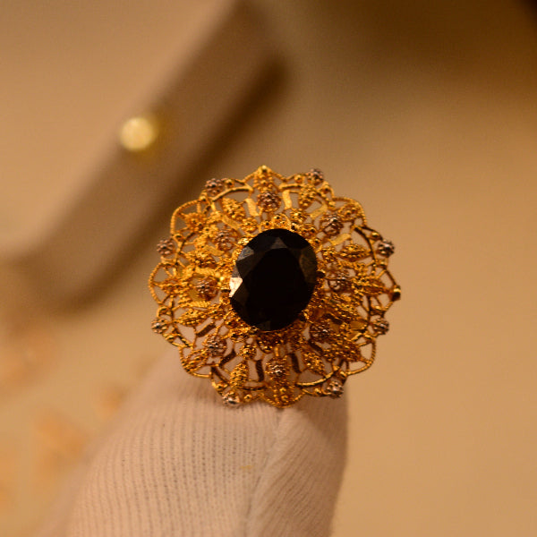 Beautiful Design 22K RP 4.7 Gram Gold Plated Real Stone Ring For Girls/Women