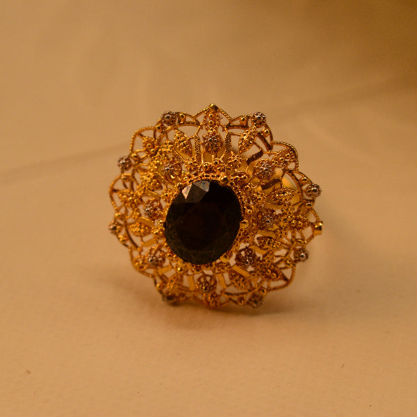 Beautiful Design 22K RP 4.7 Gram Gold Plated Real Stone Ring For Girls/Women