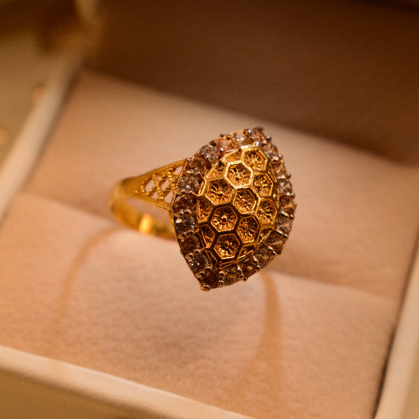 Sparkling Design 22K RP 2.7 Gram Gold Plated Crystal Stones Ring For Girls/Women