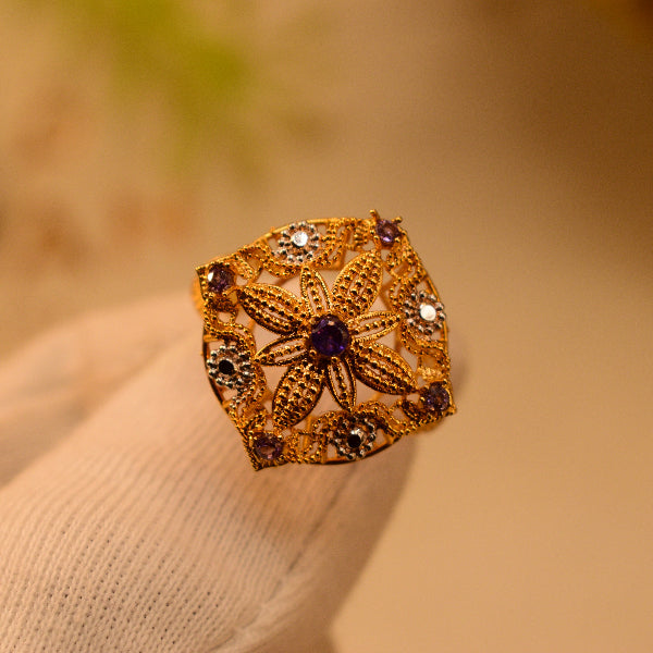 Fancy Design 22K RP 4.7 Gram Gold Plated Crystal Stones Ring For Girls/Women